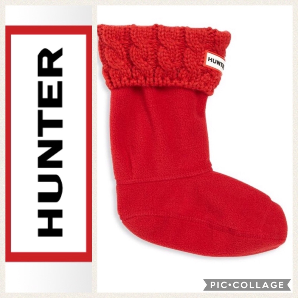 ❤️NEW!! Hunter Kids 6 Stitch Boot Socks {Red} L
